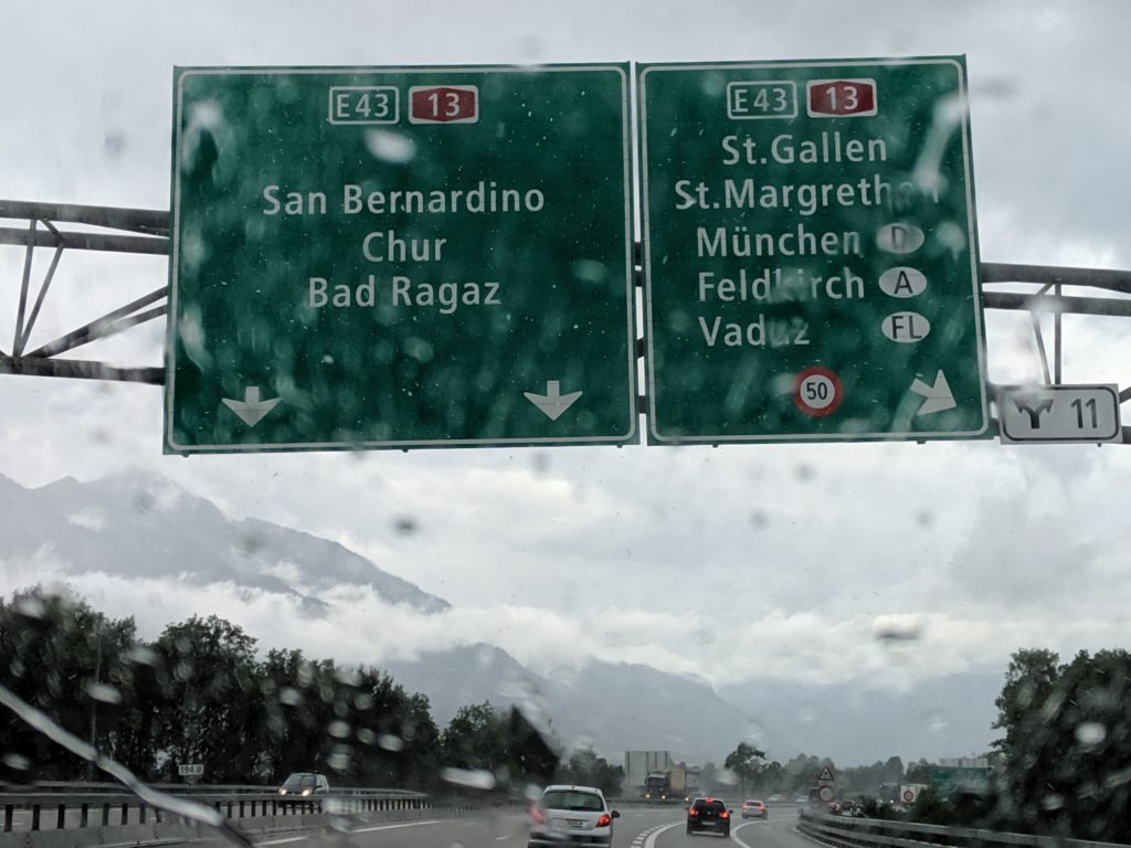 Street sign to San Bernardino in Switzerland