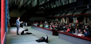 Photo of myself speaking at WordCamp Europe 2018 in Belgrade, Serbia